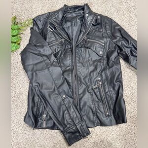 JouJou Black Vegan Leather Moto Jacket